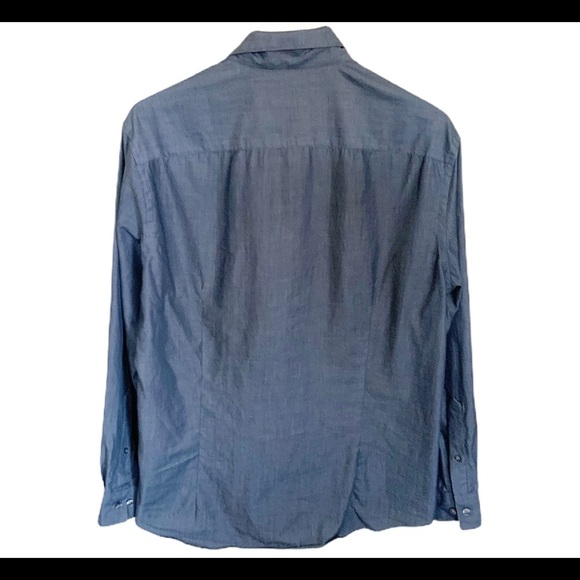 VAN HEUSEN Chrome Button Down Shirt With Long Sleeves Blue Size 16-16.5 - Picture 6 of 7